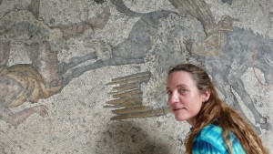 Annette Giesecke and ancient Roman mosaic, The Great Palace Mosaic Museum, Istanbul