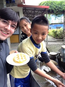 Matthew Werth with two of his students in Taiwan