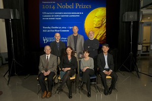 Drs. Bruno Thibault and Deborah Steinberger with the other participants of the 2014 Nobel Prizewinners Annual Symposium  Photo by Duane Perry