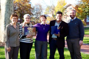 Pictured are (from left) Maryann Rapposelli, study abroad coordinator; Krystyna Musik, faculty director of the year; Lisa Chieffo, associate director for study abroad; Instructor of Arabic, Khalil Masmoudi, instructor of Arabic and honorable mention honoree; and Matt Drexler, study abroad coordinator.