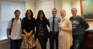 Dr. Marina Brownlee (center) with UD faculty and students