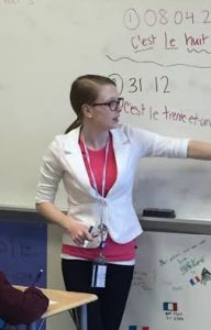 Kayla Dickens student teaching at Alfred G. Walters Middle School